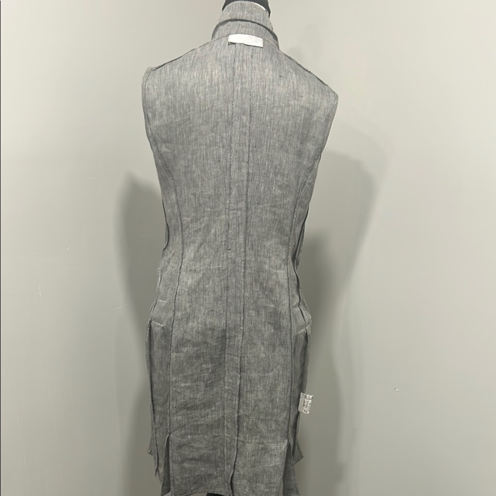 Genny Italy Linen Dress Size 8 Grey Belted Knee-Length - Picture 12 of 16